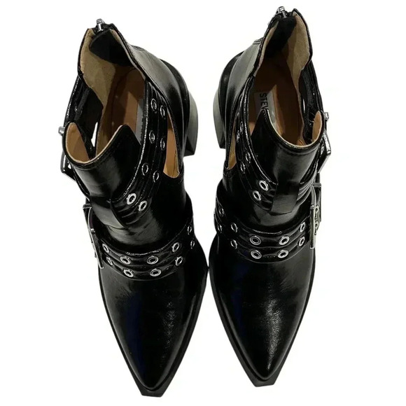 Steve Madden Grazia Pointed Toe Moto Bootie Black Size 10 - Picture 13 of 14